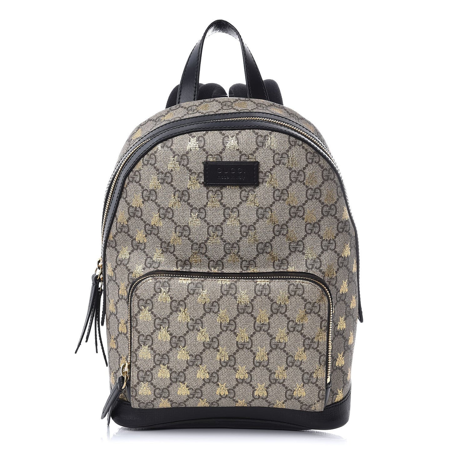 GG Supreme Monogram Bees Print Small Day Backpack Beige Oro Black