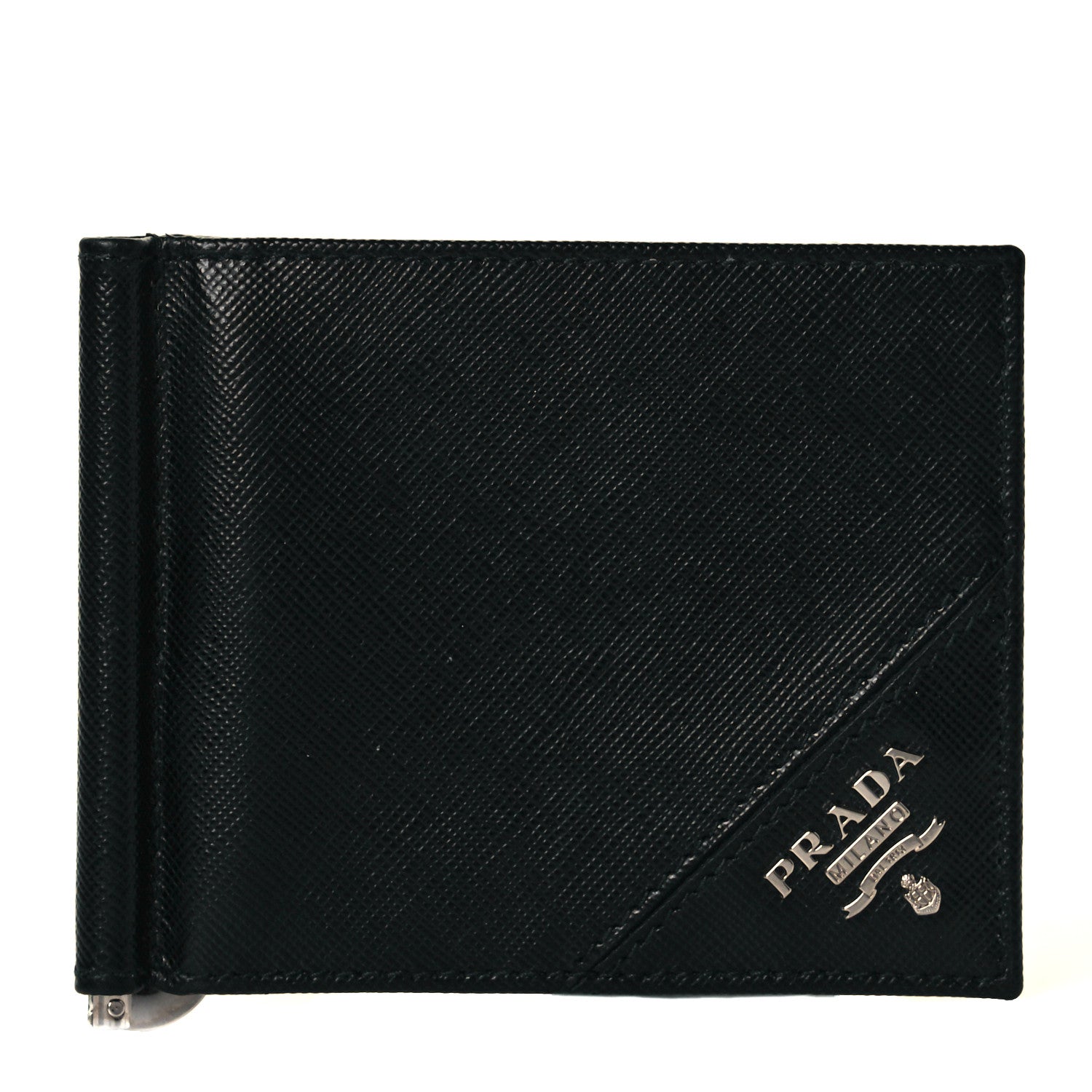 Prada Saffiano Money Clip Bi-Fold Wallet Black 1 of 6