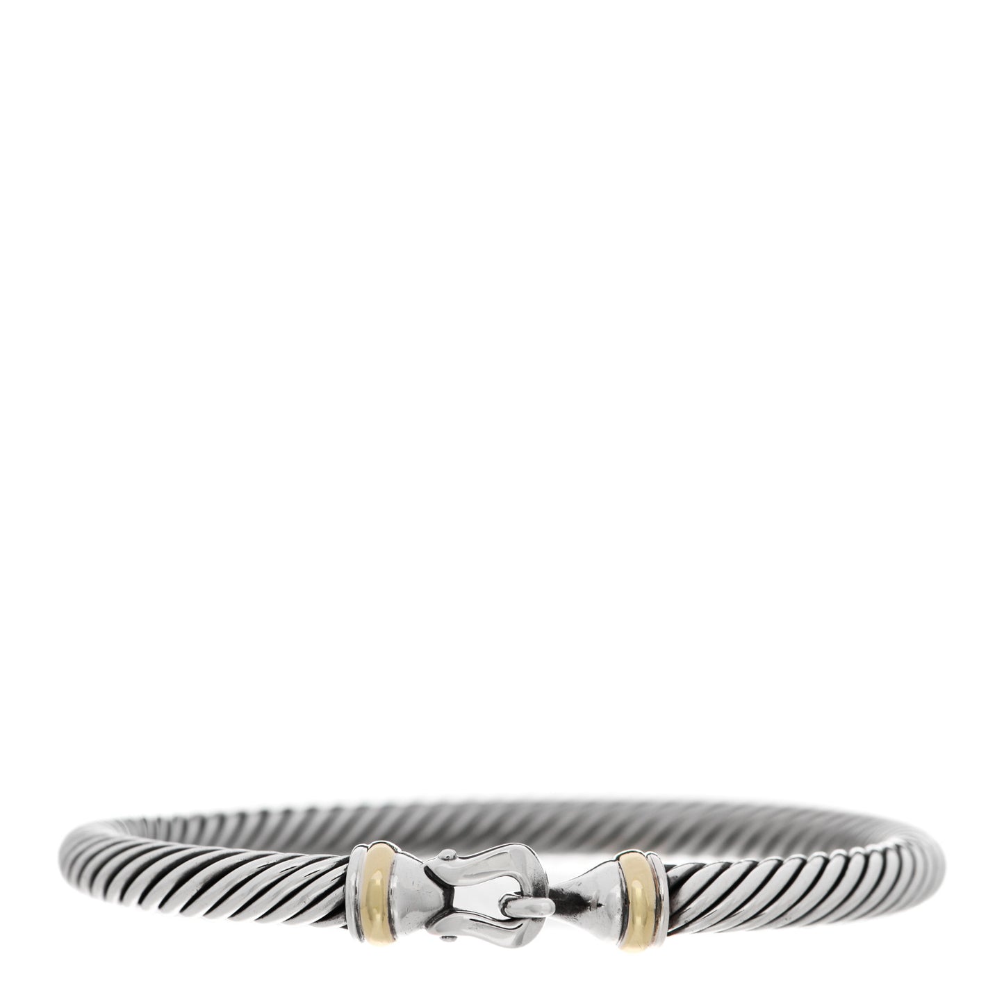 Sterling Silver 18K Yellow Gold 5mm Cable Classic Buckle Bracelet