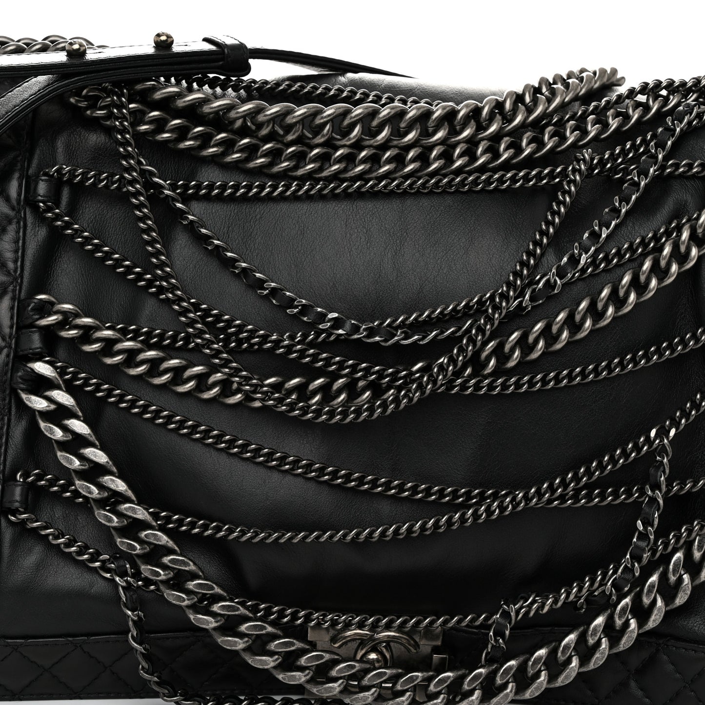 Calfskin Enchained XL Boy Flap Black