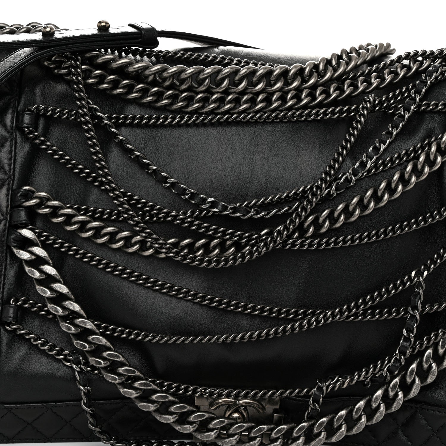 Chanel Calfskin Enchained XL Boy Flap Black 7 of 9