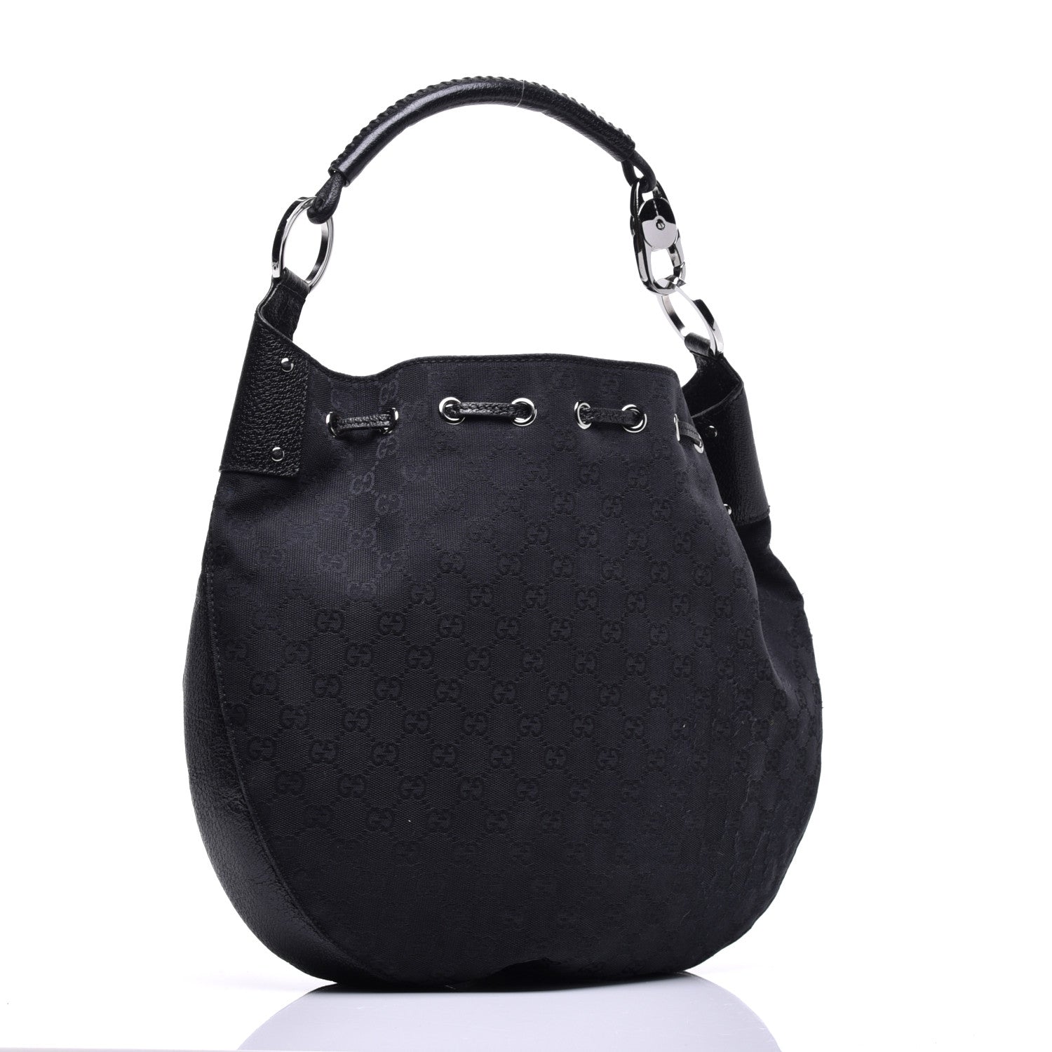 Gucci Monogram Drawstring Hobo Black 3 of 9