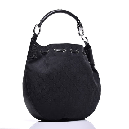Gucci Monogram Drawstring Hobo Black 3 of 9