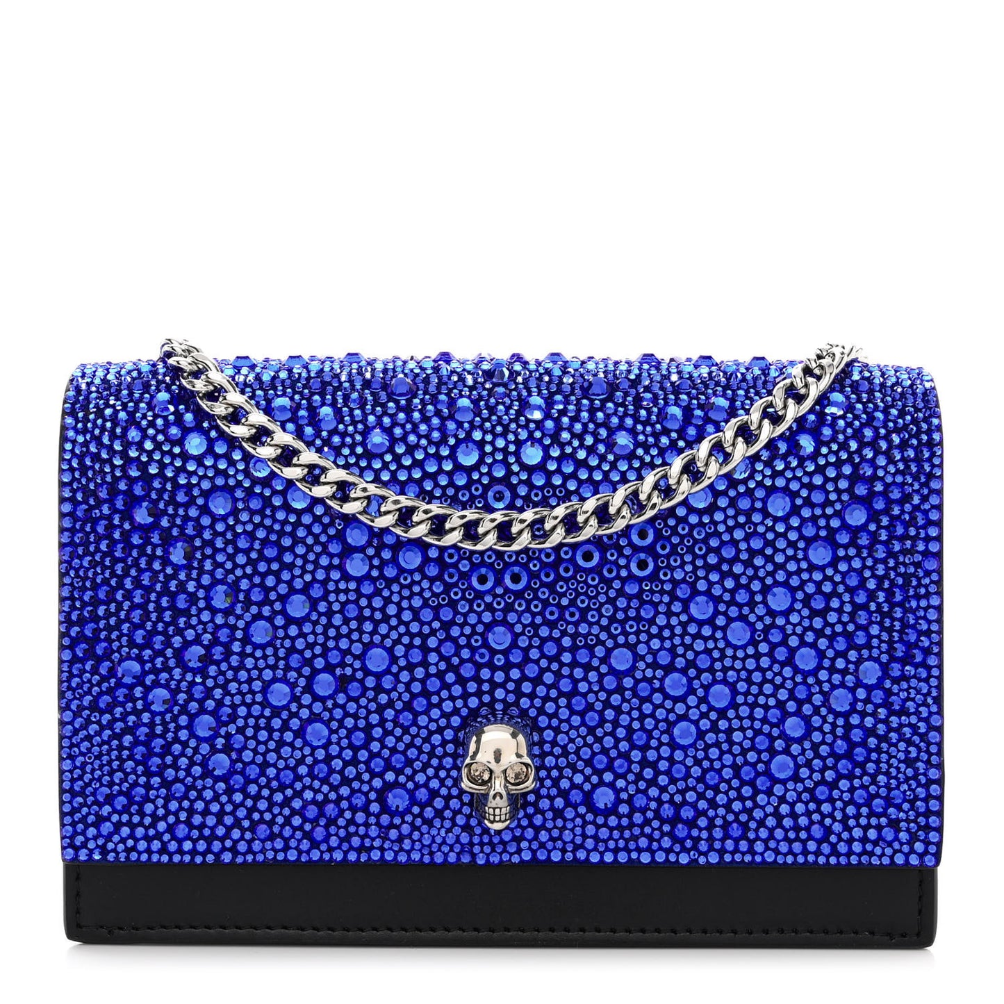 Calfskin Crystal Skull Mini Crossbody Bag Electric Blue