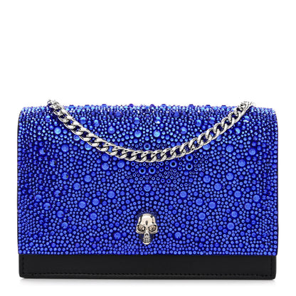 Alexander McQueen Calfskin Crystal Skull Mini Crossbody Bag Electric Blue 1 of 9