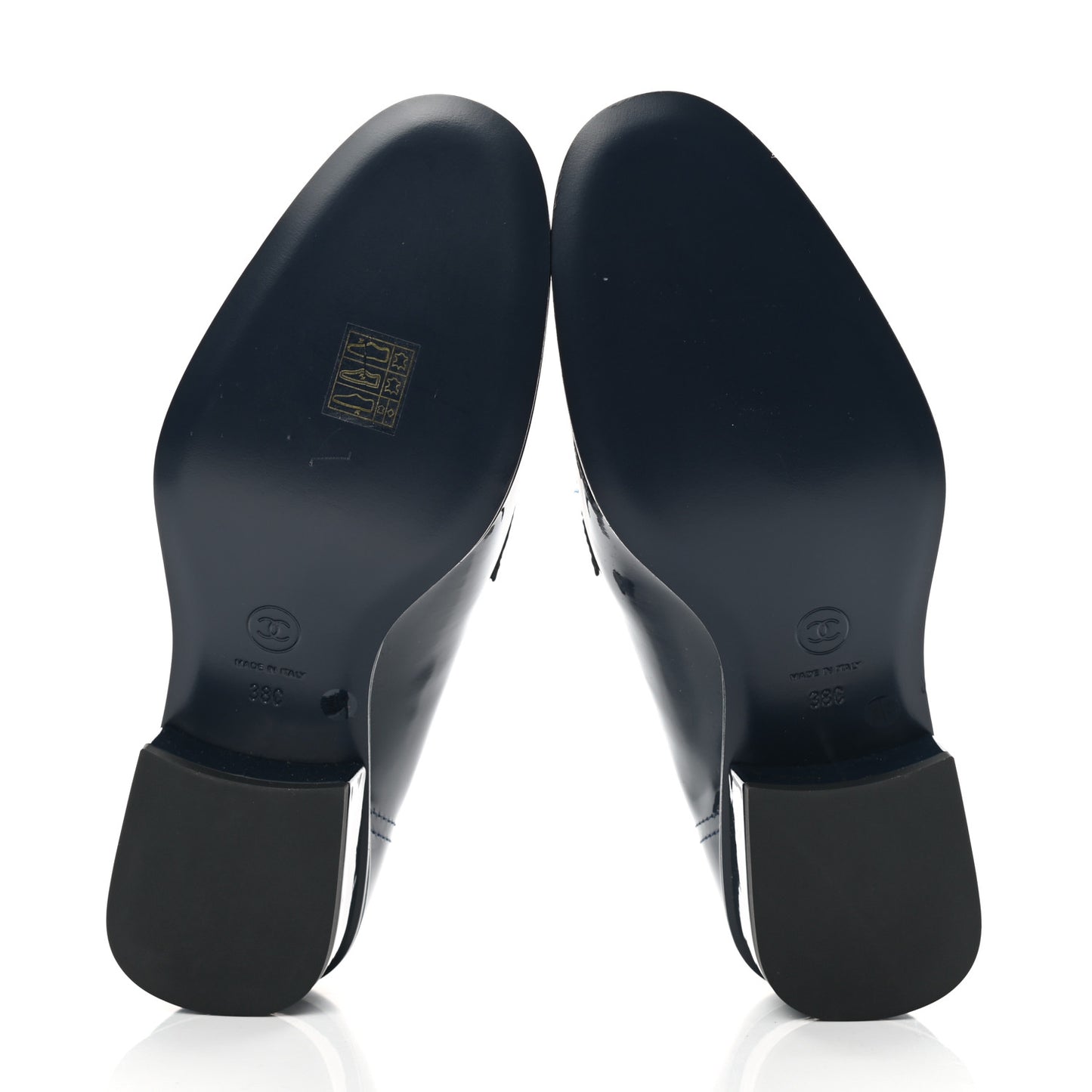 Patent Calfskin CC Chain Mocassin Loafers 38 Blue