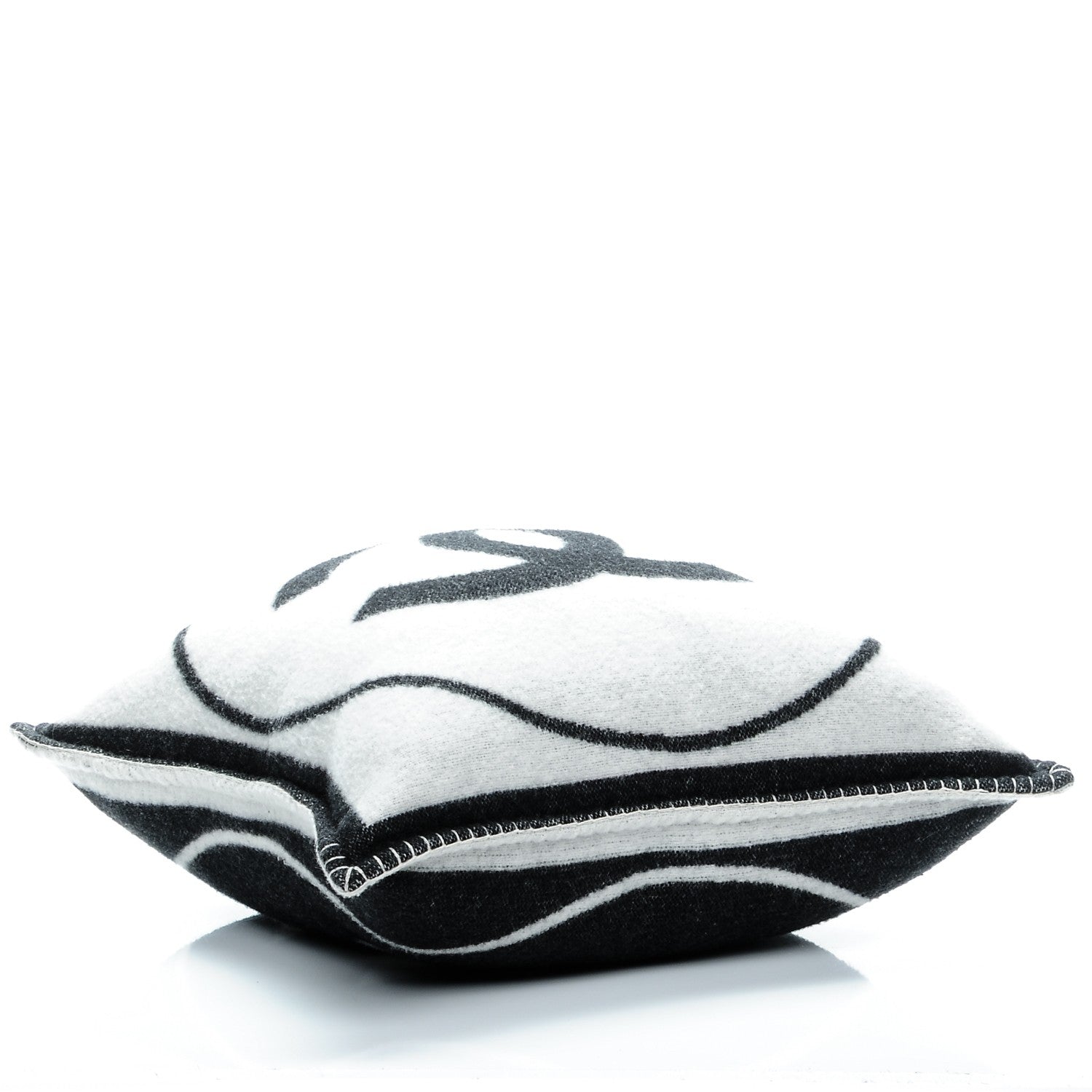 Chanel Merino Wool Cashmere CC Pillow White Black 4 of 6