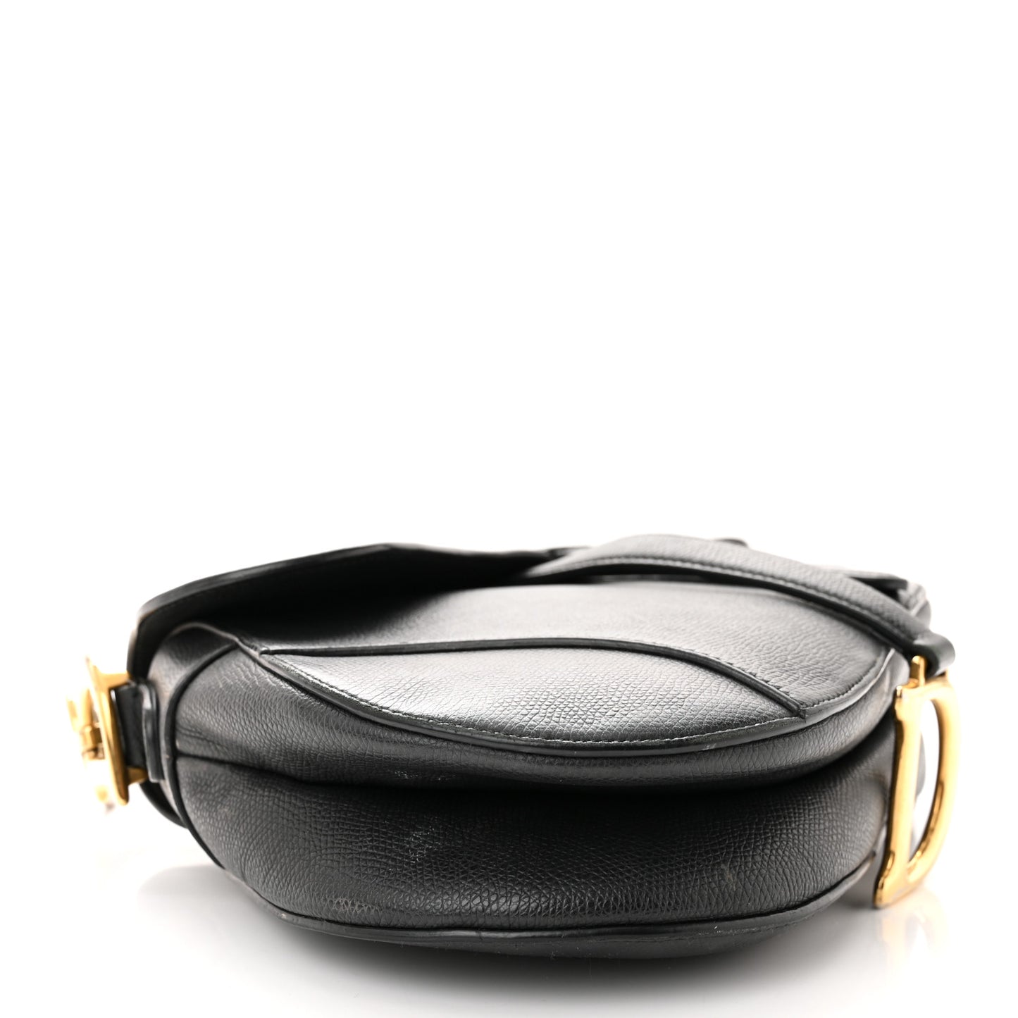 Grained Calfskin Saddle Bag Black