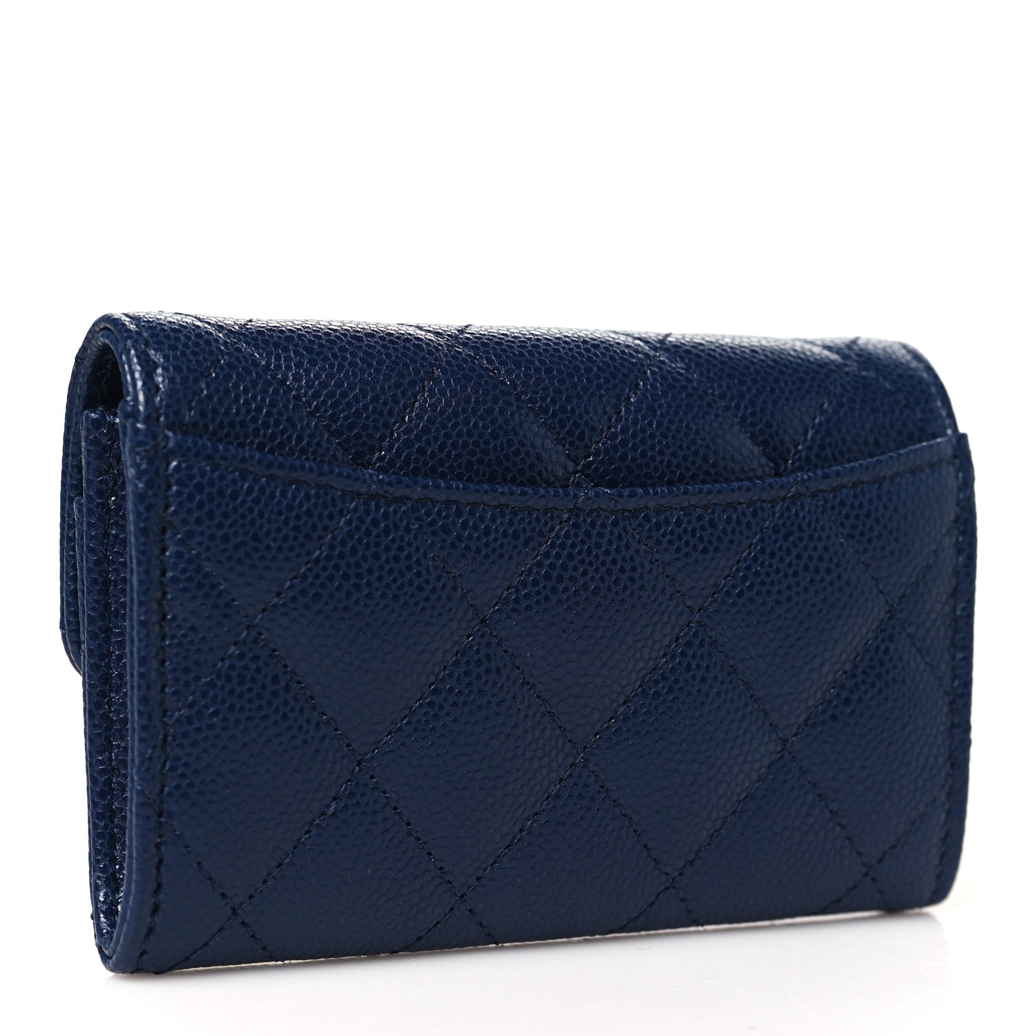Chanel Caviar Quilted Flap Card Holder Wallet Navy Blue 3 of 10