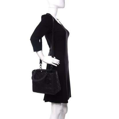 Christian Dior Ultra Matte Calfskin Cannage Medium Lady Dior Black 2 of 11