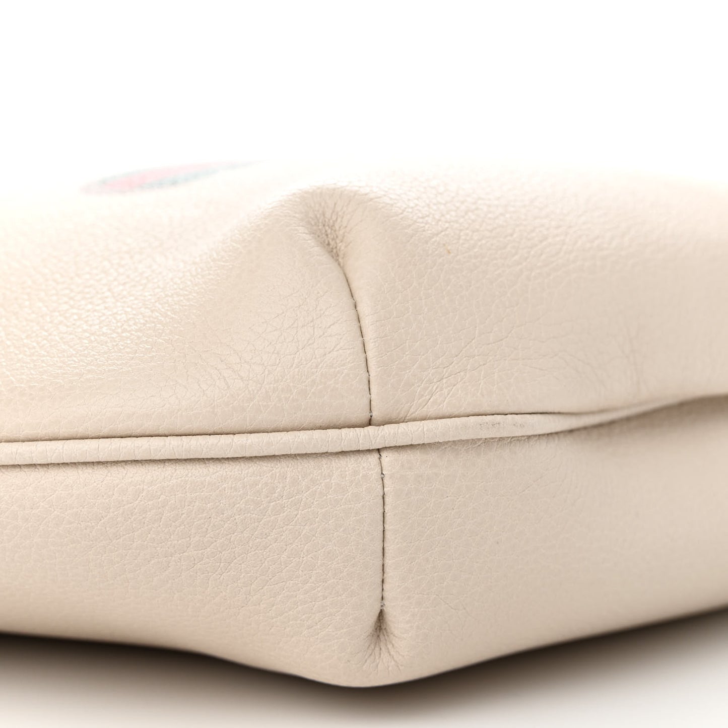 Grained Calfskin Logo Half Moon Hobo White
