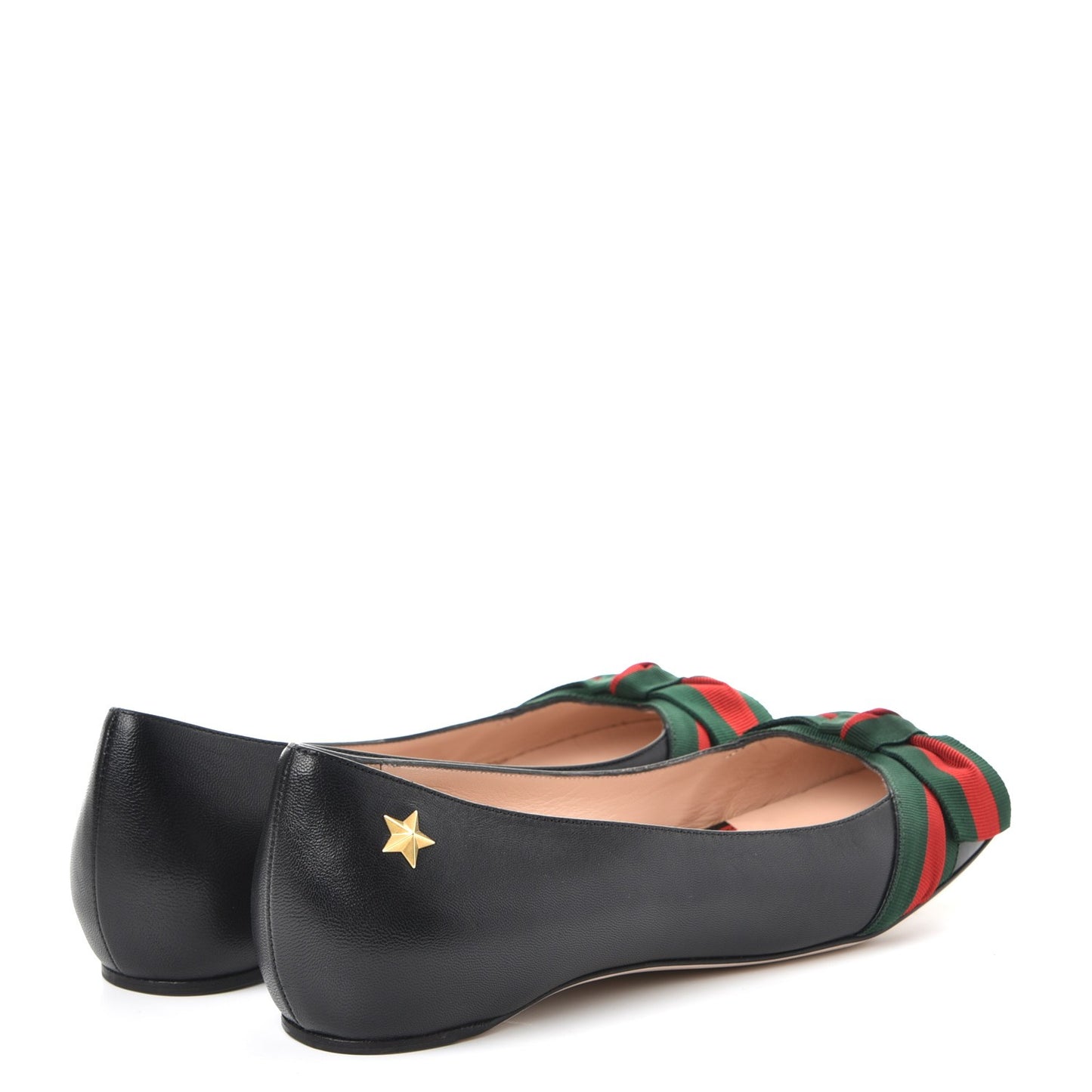 Calfskin Web Ballerina Flat 37 Nero Black
