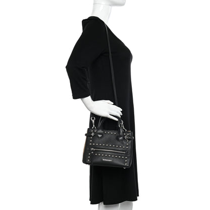 Burberry Pebbled Calfskin House Check Studded Baby Banner Tote Black 2 of 15