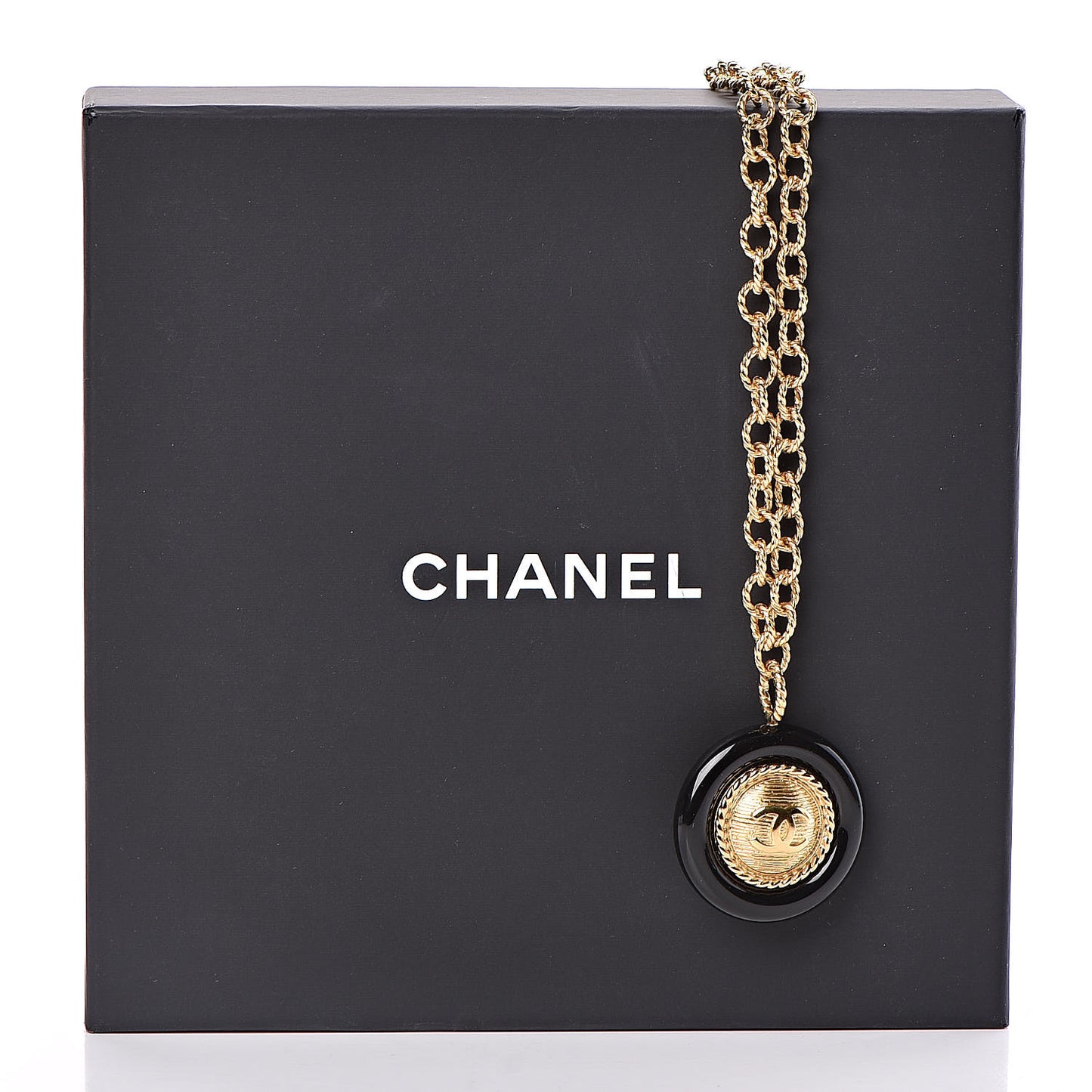 Resin Chain CC Pendant Necklace Gold Black