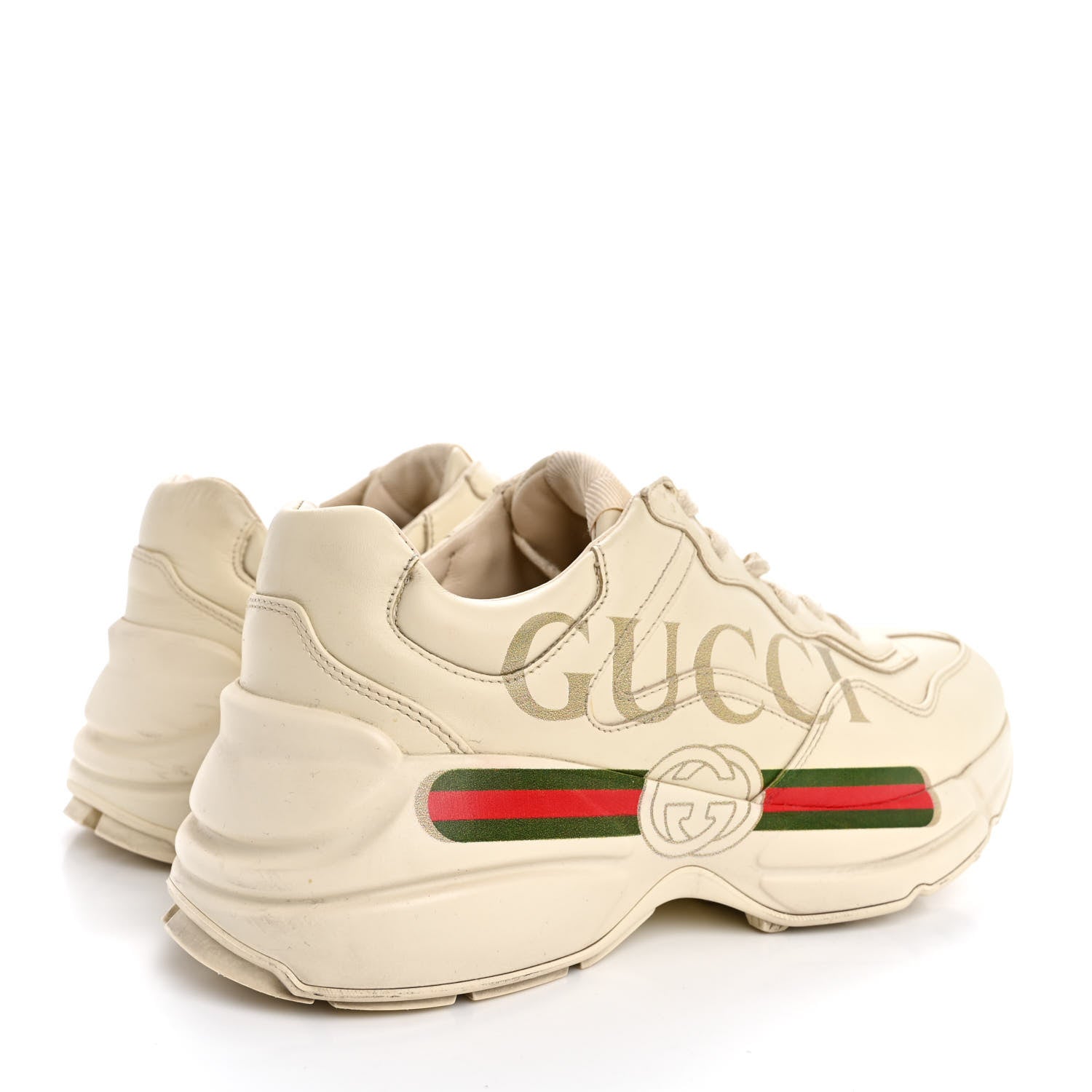 Gucci Calfskin Logo Womens Rhyton Sneakers 37 Ivory 5 of 13