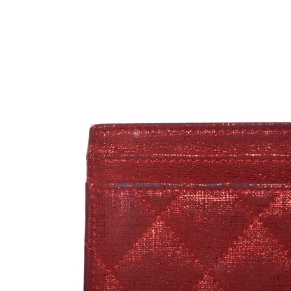 Chanel Iridescent Calfskin Quilted Card Holder Red 10 of 14