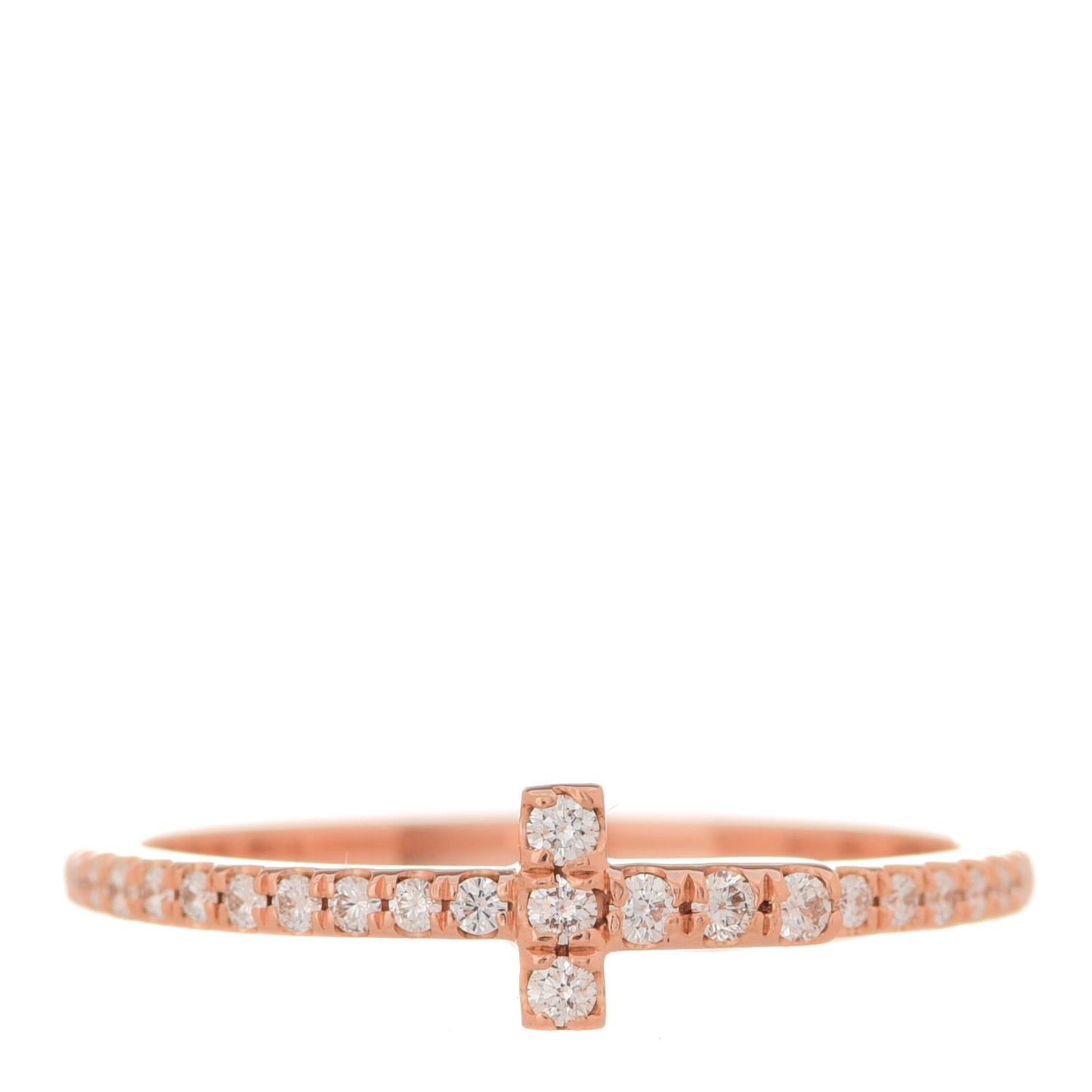 18K Rose Gold Diamond T Wire Band Ring 49 5