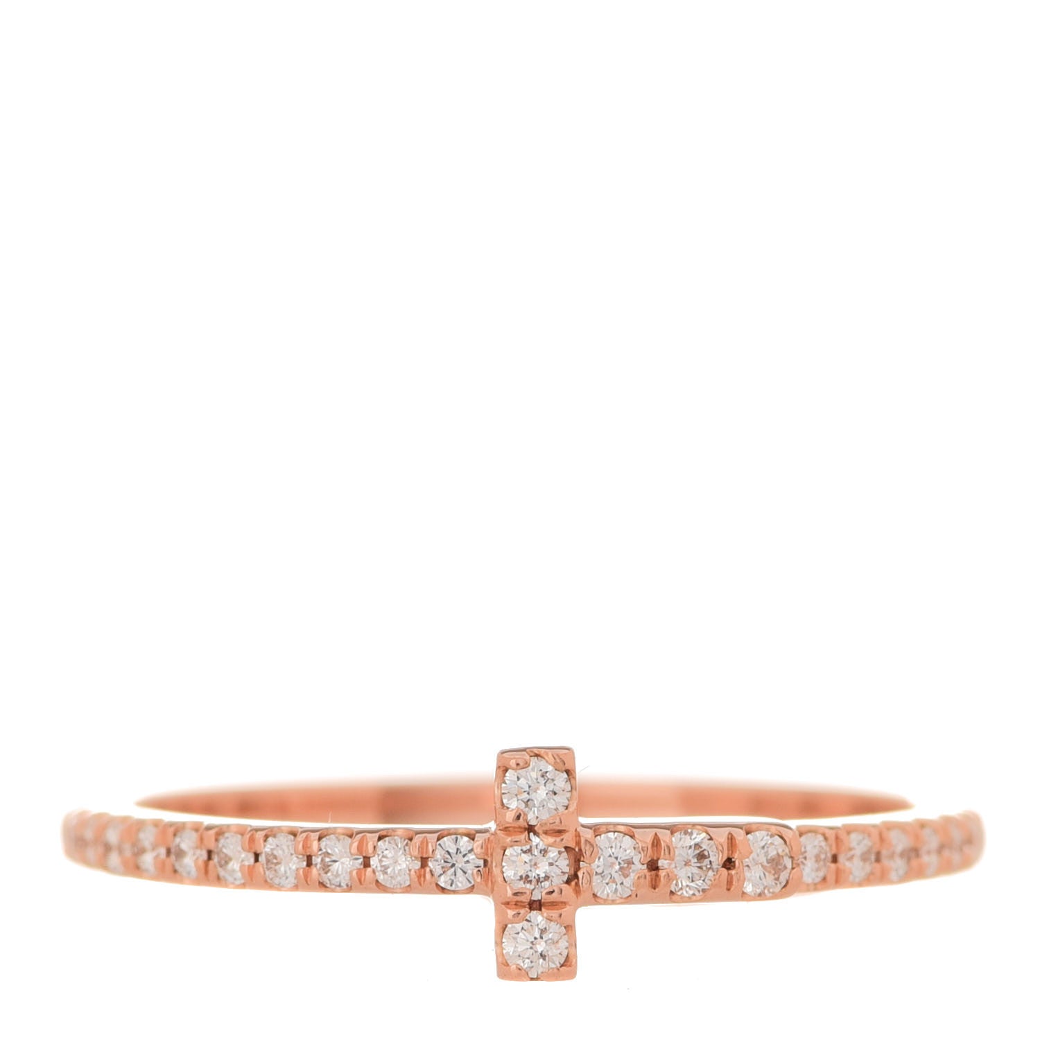 Tiffany 18K Rose Gold Diamond T Wire Band Ring 49 5 1 of 4