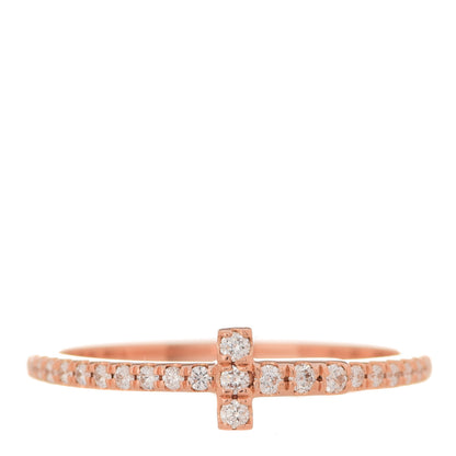 Tiffany 18K Rose Gold Diamond T Wire Band Ring 49 5 1 of 4