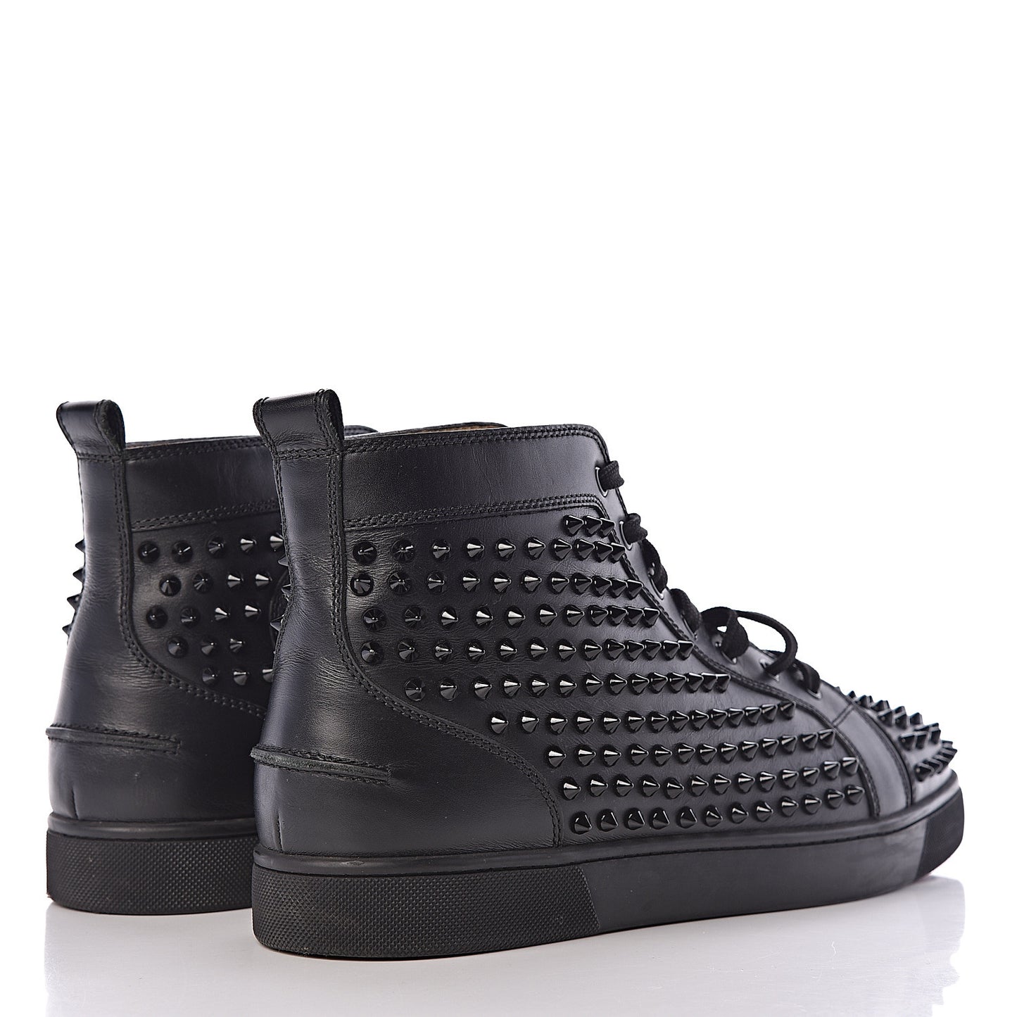 Calfskin Mens Louis Spikes Flat Sneakers 45 Black