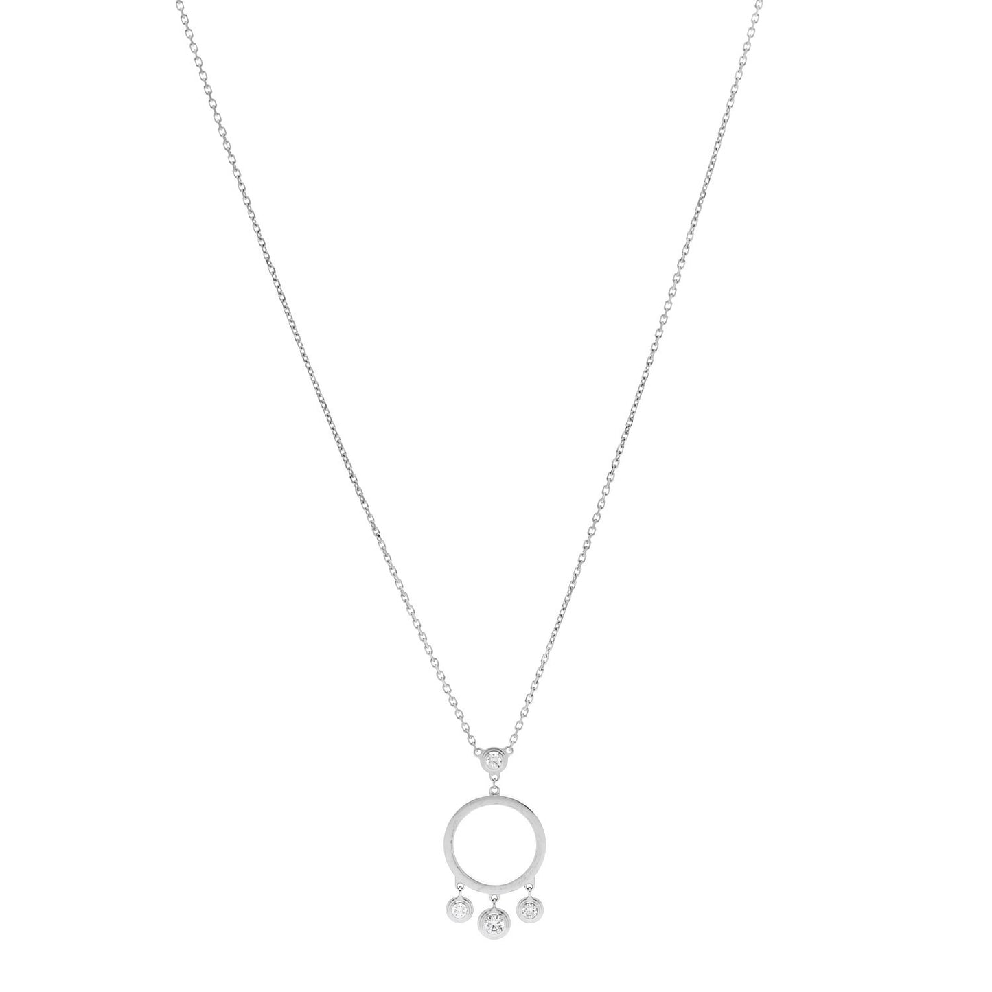 18K White Gold Diamond Legers Drop Necklace