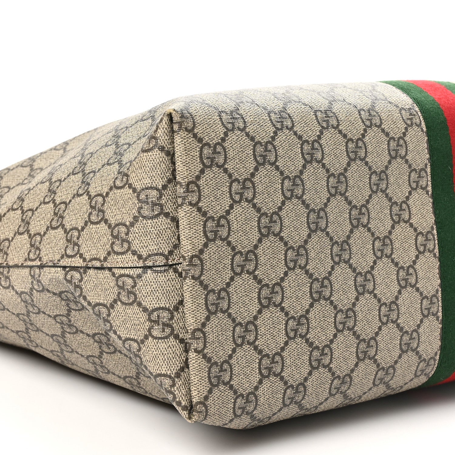Gucci GG Supreme Monogram Textured Calfskin Web Medium Ophidia Shopping Tote Beige Ebony New Acero 9 of 10