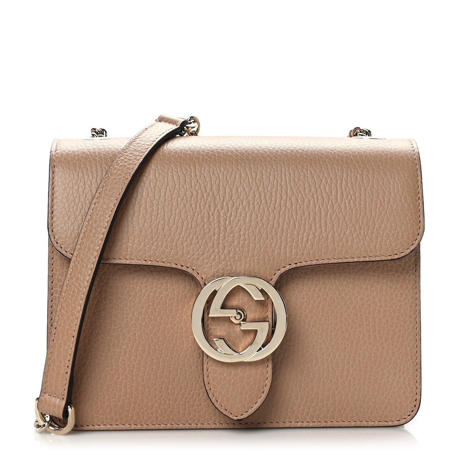 Gucci Dollar Calfskin Small Interlocking G Shoulder Bag Camelia 1 of 10
