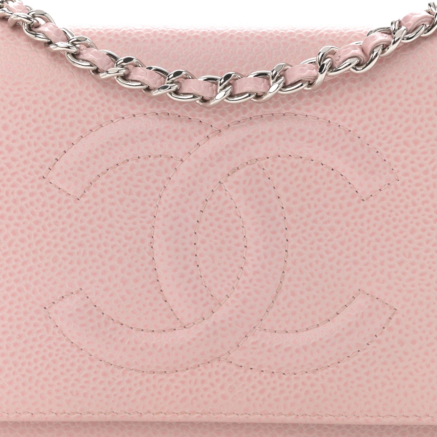 Chanel Caviar Timeless CC Wallet on Chain WOC Pink 9 of 12