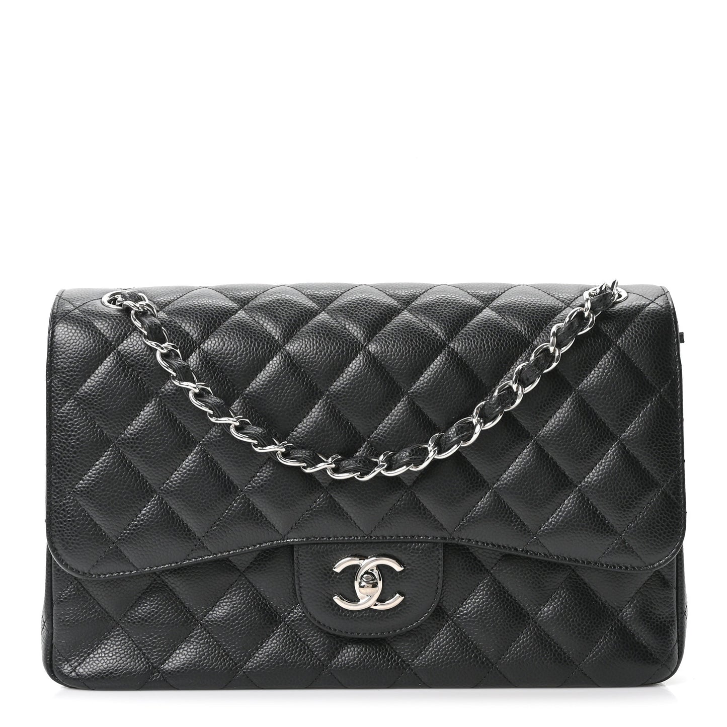 Caviar Quilted Jumbo Double Flap Black