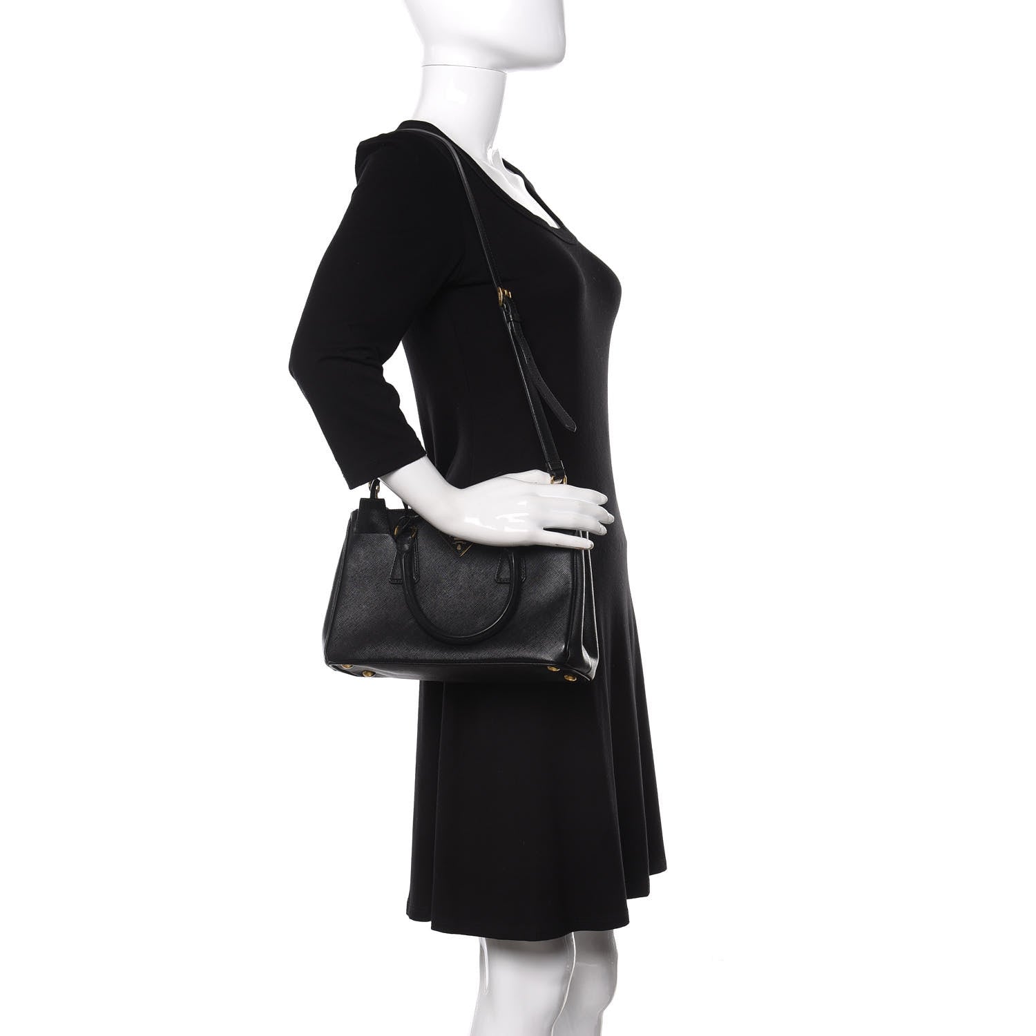 Prada Saffiano Mini Galleria Double Zip Tote Black 2 of 21