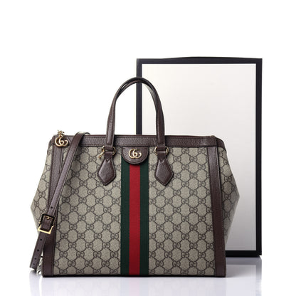 Gucci GG Supreme Monogram Web Medium Ophidia Tote Bag Brown 11 of 11