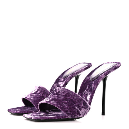 Saint Laurent Velvet Baliqua 105 Mule Sandals 39 Malva 3 of 9