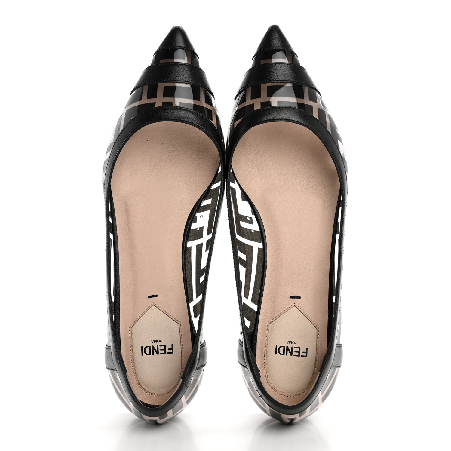 Fendi PVC Calfskin FF Colibri Ballerina Flats 36 Black 2 of 15