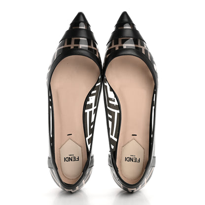 Fendi PVC Calfskin FF Colibri Ballerina Flats 36 Black 2 of 15