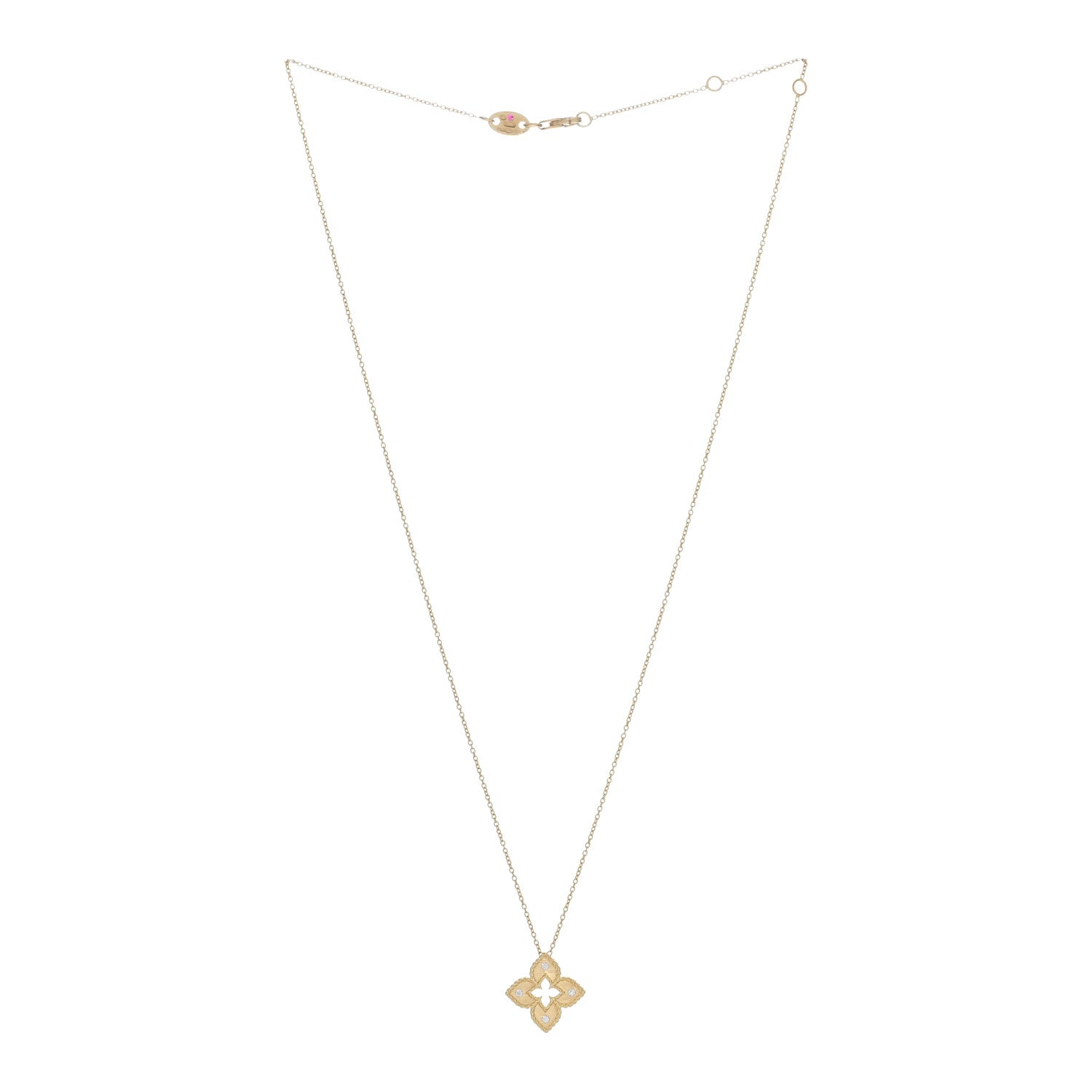 Roberto Coin 18K Yellow Gold Diamond Petite Venetian Princess Flower Pendant Necklace 2 of 4