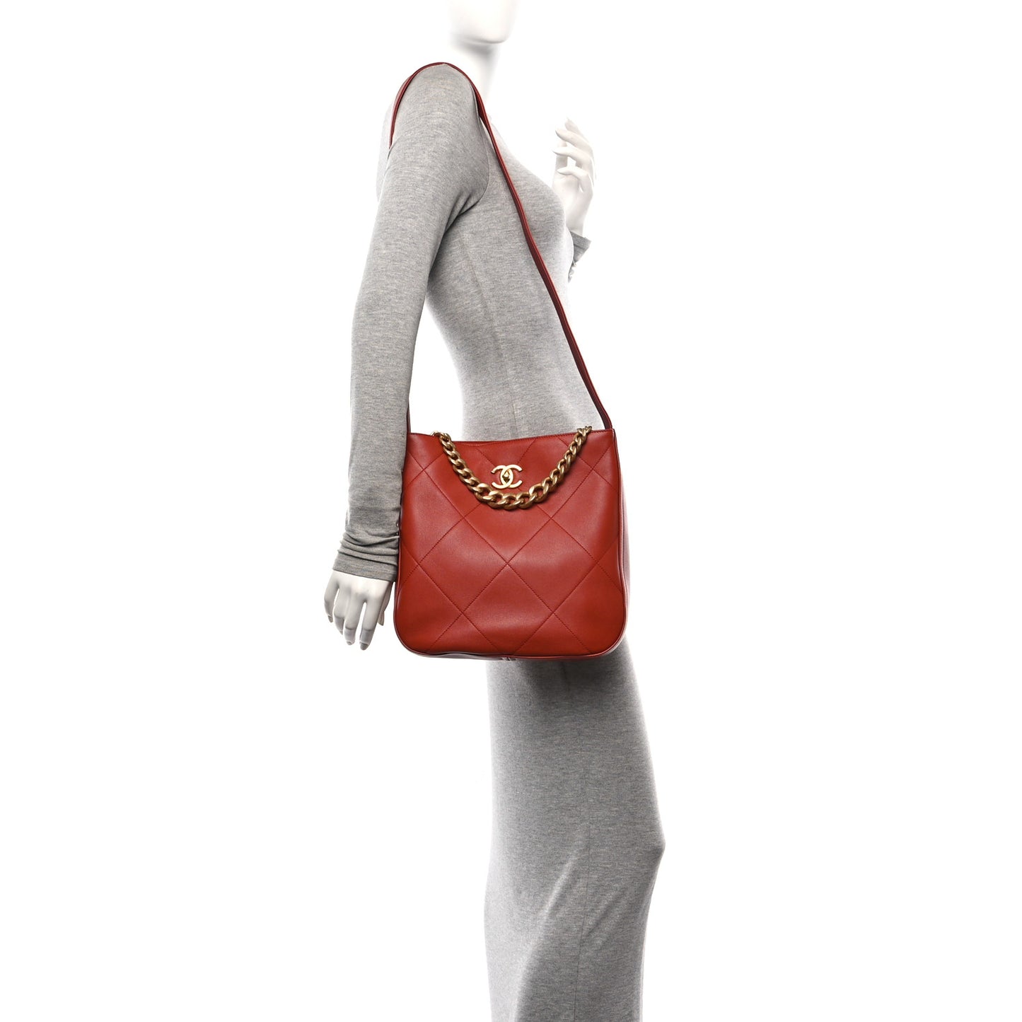 Calfskin Stitched Easy Mood Hobo Brown