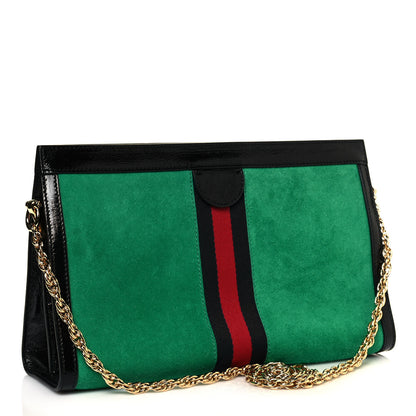 Gucci Suede Patent Web Medium Ophidia Chain Shoulder Bag New Shamarock Black 3 of 13