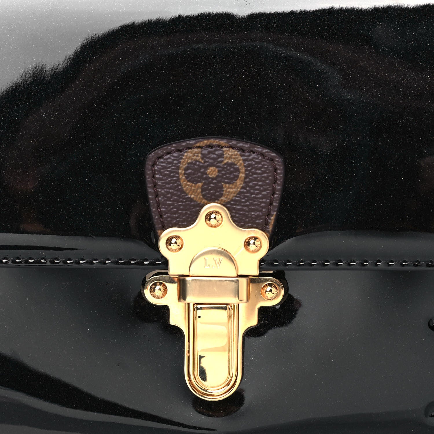 Louis Vuitton Patent Calfskin Monogram Cherrywood BB Black 7 of 13