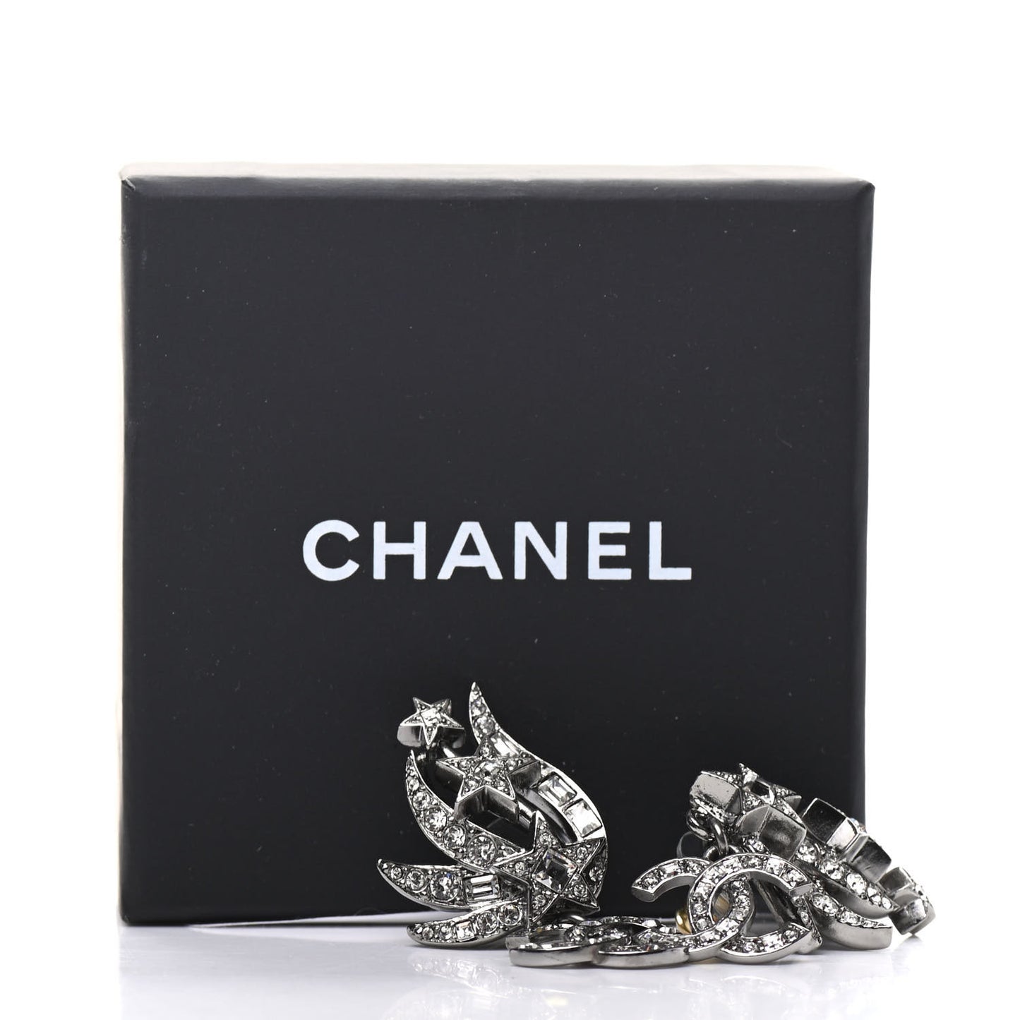 Crystal CC Star Earrings Silver