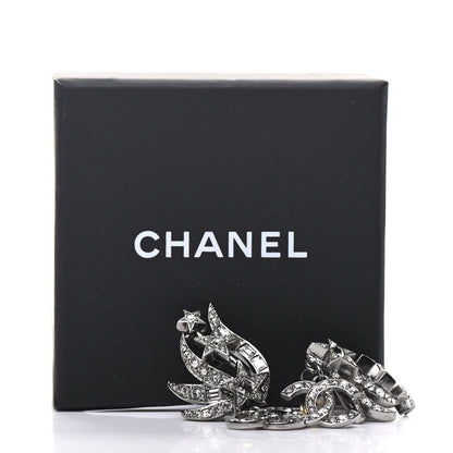 Chanel Crystal CC Star Earrings Silver 5 of 5