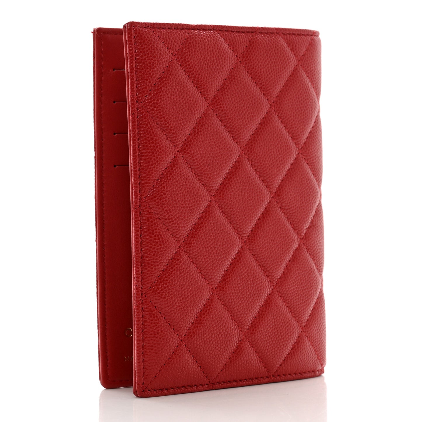 Caviar Quilted Passport Holder Red