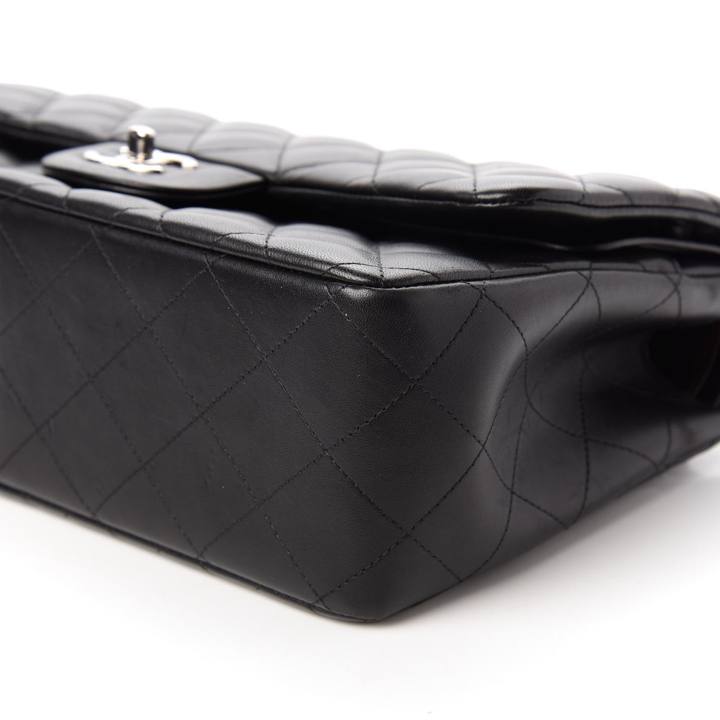 Lambskin Quilted Jumbo Double Flap Black