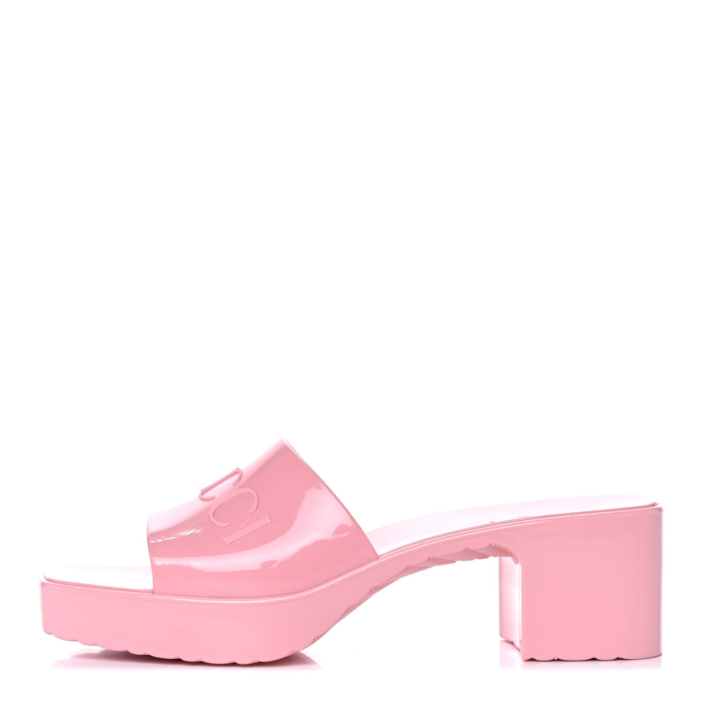 Rubber Gucci Logo Womens Platform 20/60mm Slide Sandals 36 Wild Rose