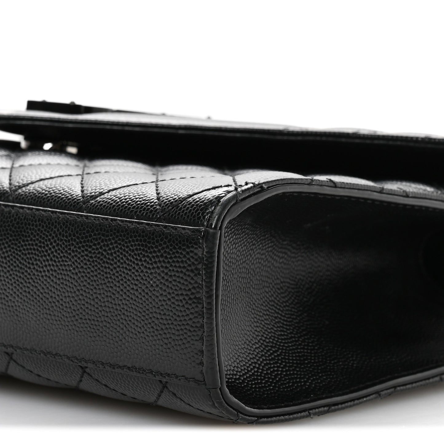 Grain De Poudre Textured Mixed Matelasse Triquilt Medium Monogram Monochrome Satchel Black