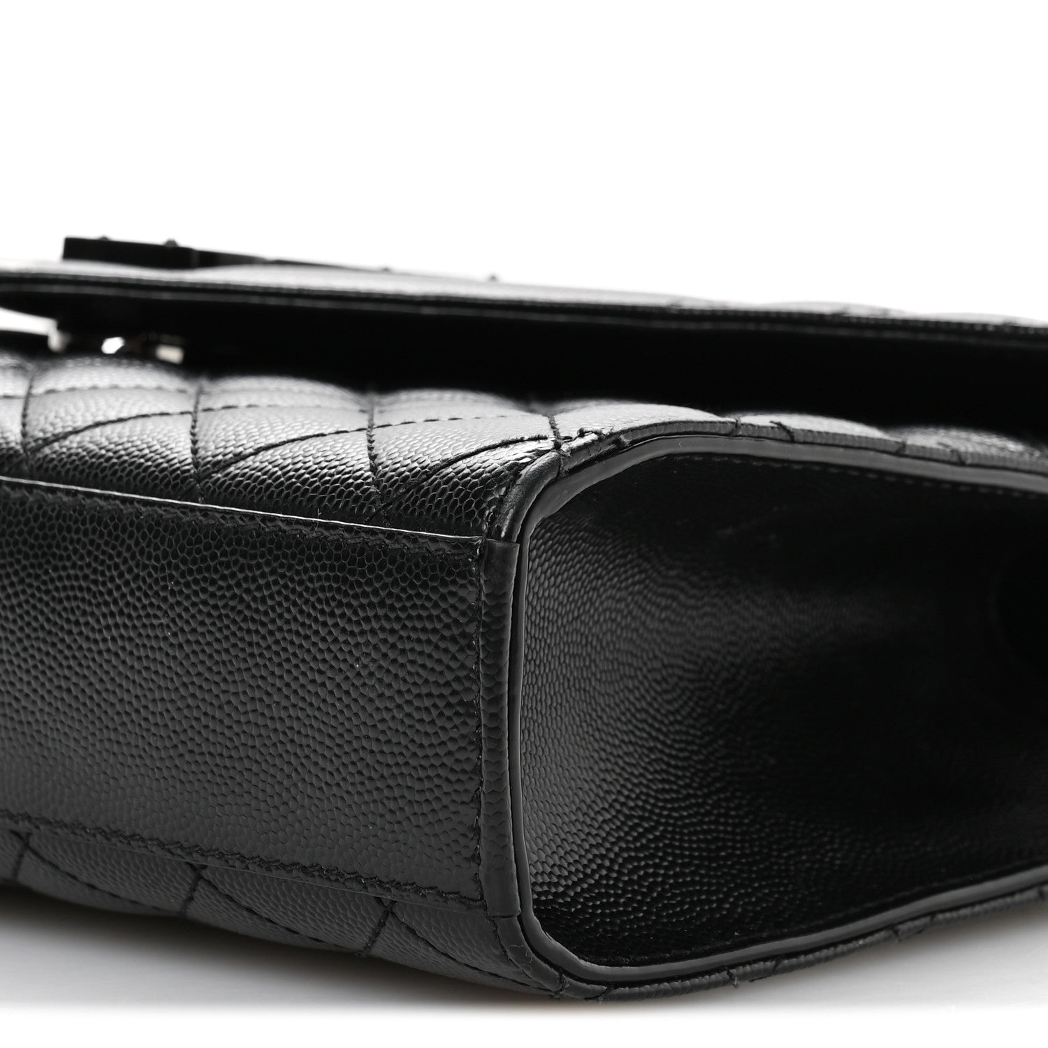 Saint Laurent Grain De Poudre Textured Mixed Matelasse Triquilt Medium Monogram Monochrome Satchel Black 10 of 11