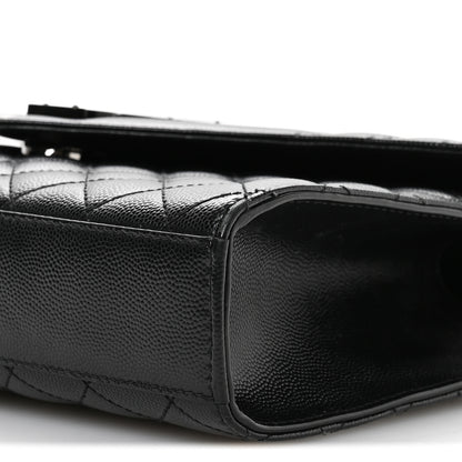 Saint Laurent Grain De Poudre Textured Mixed Matelasse Triquilt Medium Monogram Monochrome Satchel Black 10 of 11