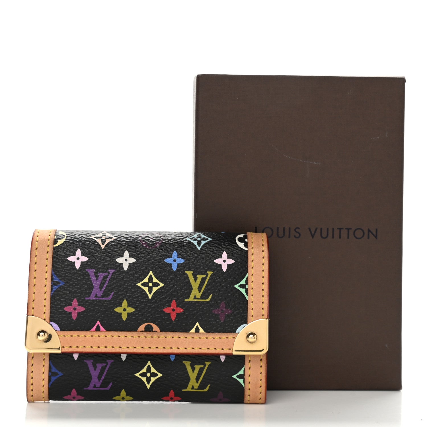Louis Vuitton Monogram Multicolor Porte-Monnaie Plat Coin Purse Black 8 of 8