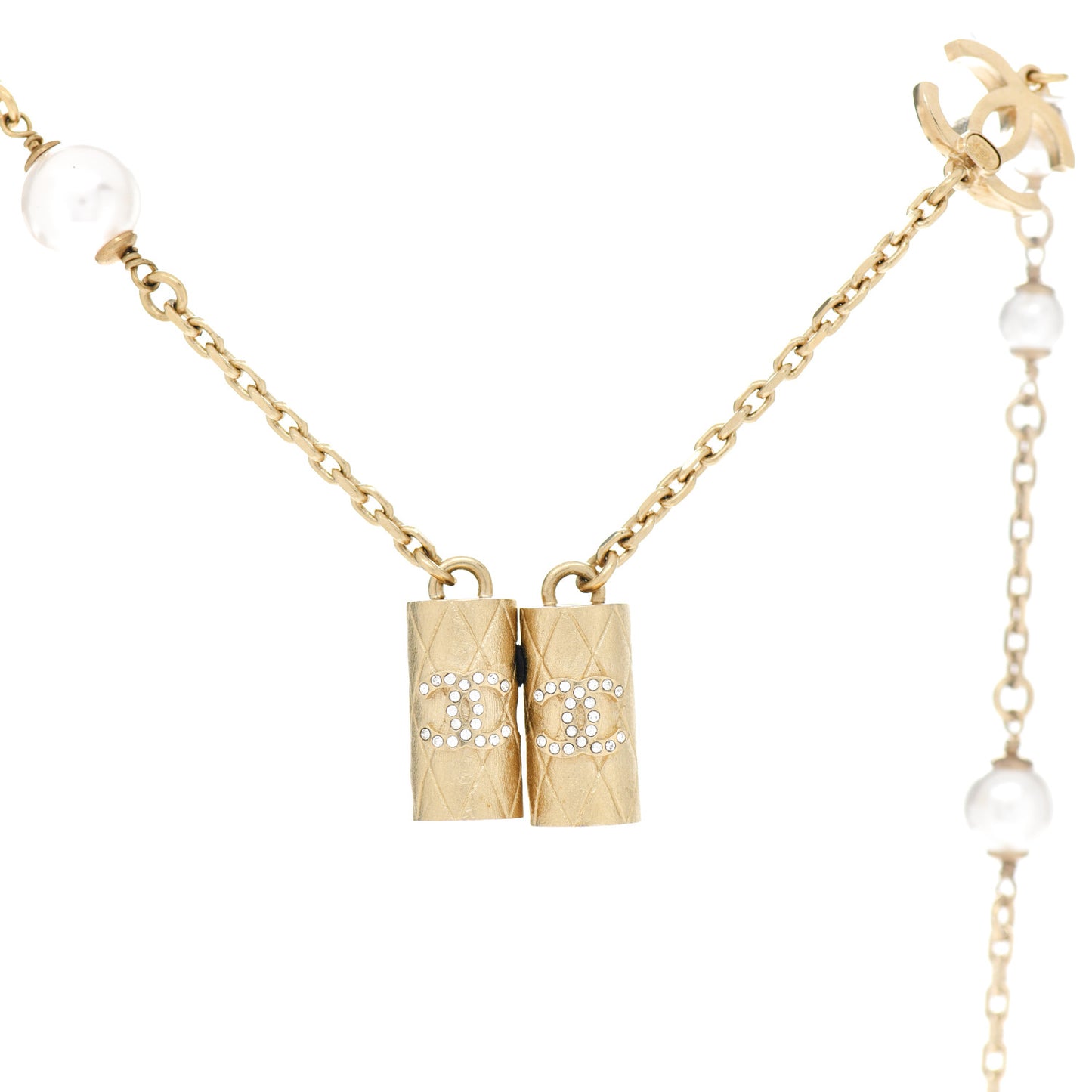 Crystal Pearl Airpod Necklace Gold