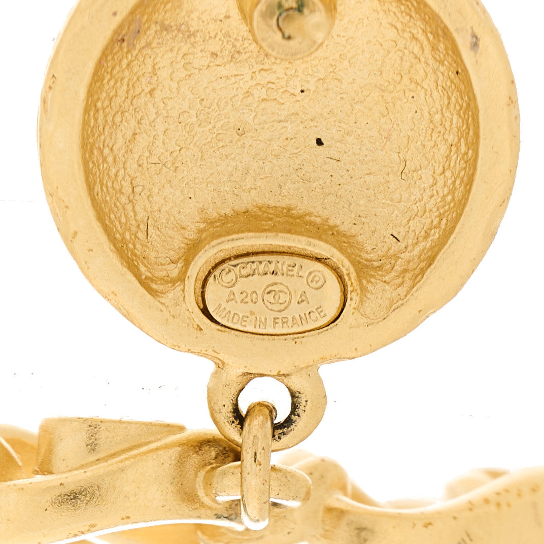 Chanel Metal Crystal CC Paris Chain Link Hoop Earrings Gold 4 of 5