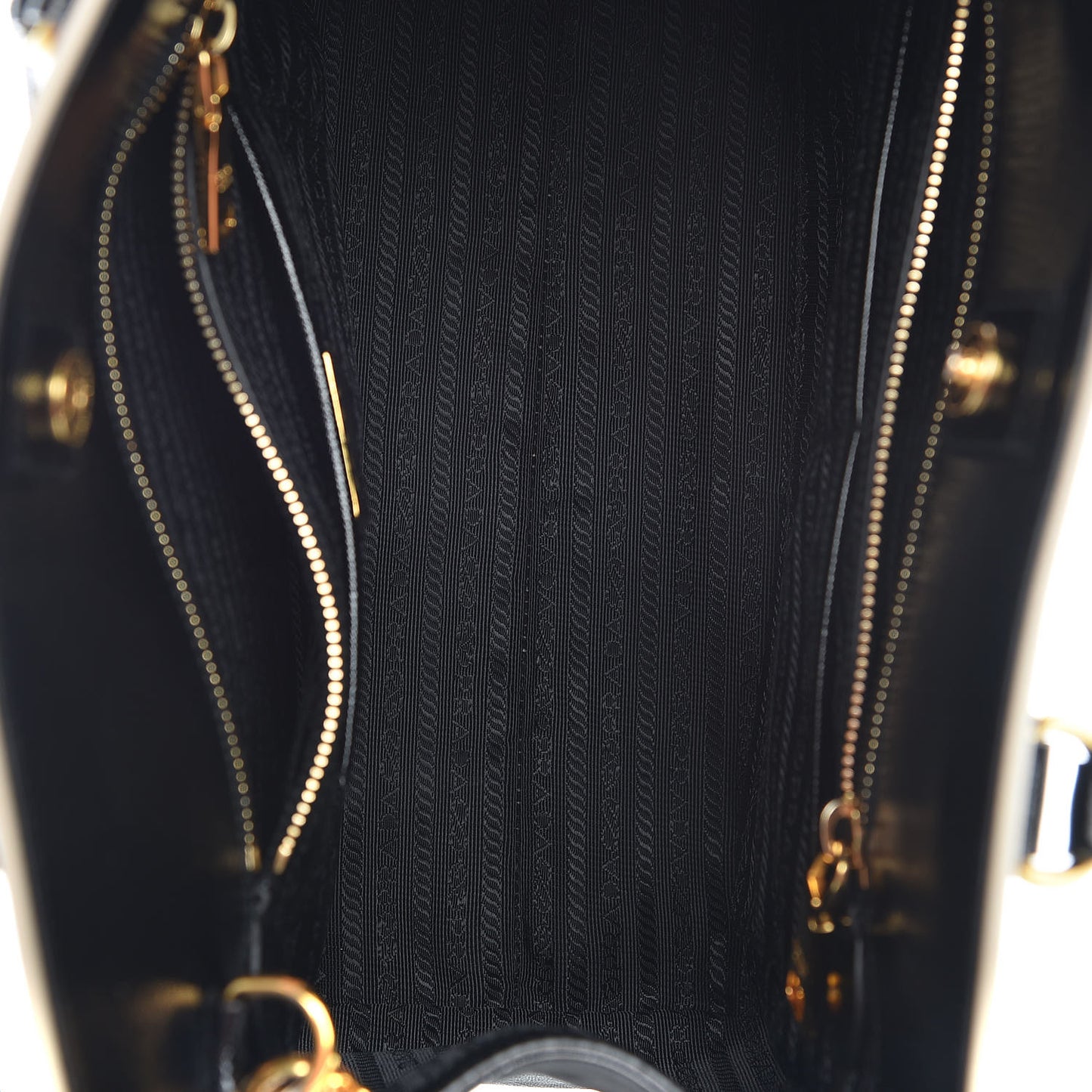 Saffiano Vernice Shopping Tote Black White